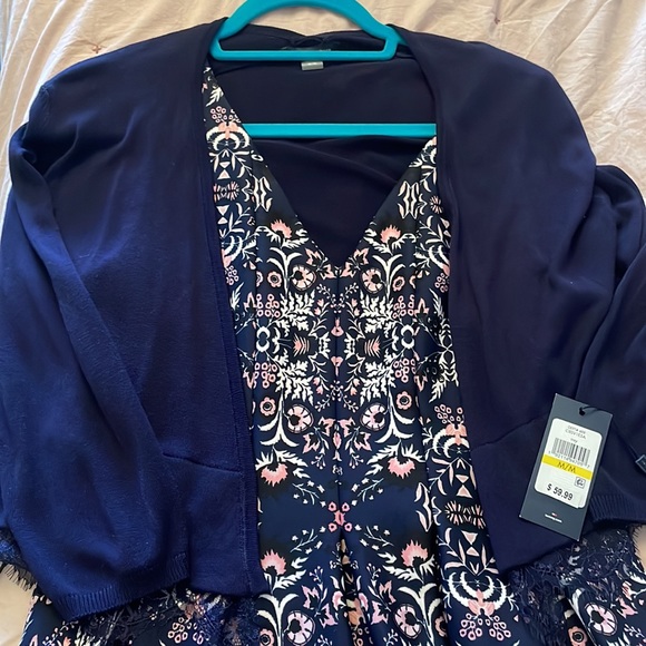 Vince Camuto sleeveless mini dress navy and pink - Picture 5 of 6